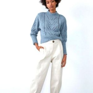 ZARA Pointelle Cropped Knit Sweater
